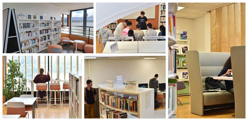 Photos de l'intérieur de la bibliothèque du site de Bourg-en-Bresse
